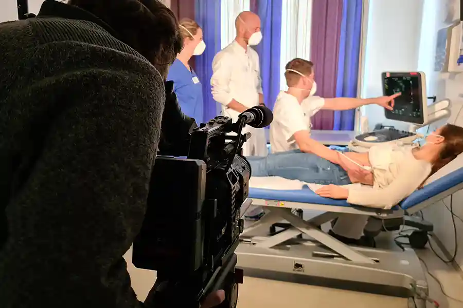 Dreharbeiten im Krankenhaus – Interview-Setup